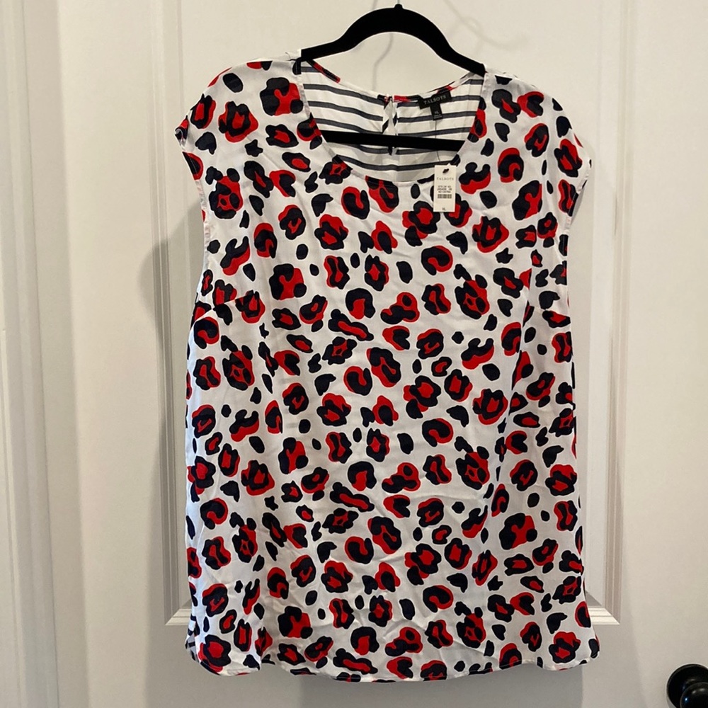 NWT Talbots Animal Print Blouse XL